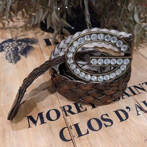 Vintage Y2K Guess Rhinestone G Buckle & Belt Large